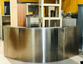 Bancone reception usato per uffici semicurvo acciaio inox  