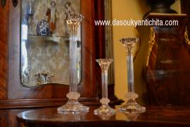 Set di tre candelieri monofiamma in cristallo Colle anni 80