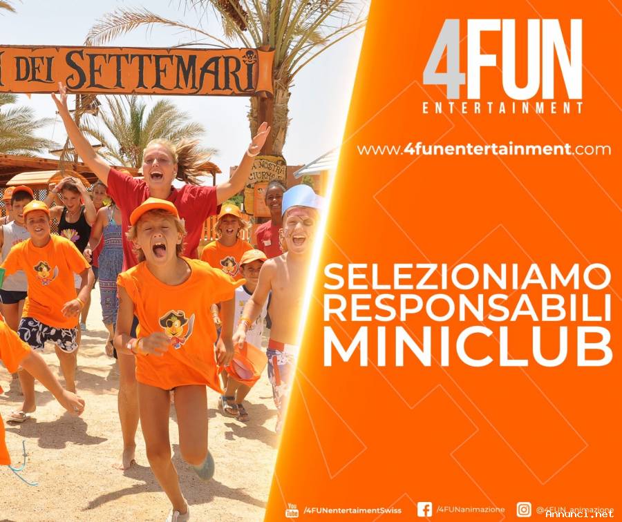 4FUN RICERCA COORDINATORI INTRATTENIMENTO BAMBINI E RAGAZZI