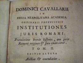 Libro anno 1788 Cavallarii Institutiones iuris romani