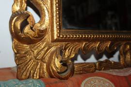 Antica specchiera dorata rettangolare specchio cornice 80x70 barocca legno