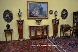 Tavolino ovale con piano in marmo stile Luigi XV
