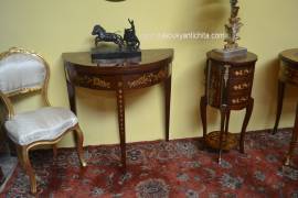 Tavolo da gioco mezzo giro-console stile Luigi XVI intarsiato