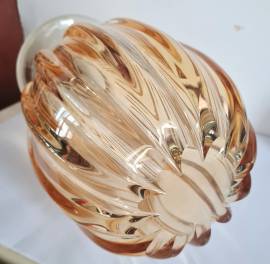 Vaso vetro soffiato  a costolature  vintage stile Murano 