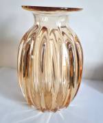 Vaso vetro soffiato  a costolature  vintage stile Murano 