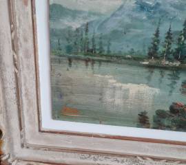 A. MAURI  primi '900 paesaggio  d'alta montagna con baita ,olio su  tavol