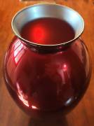 VASO COLORE ROSSO DECORATO A MANO.