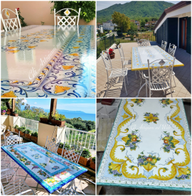 TAVOLI IN PIETRA LAVICA DECORATI A MANO IN FRIULI VENEZIA GIULIA E IN TUTTA ITALIA