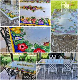 TAVOLI IN PIETRA LAVICA DECORATI A MANO IN BASILICATA E IN TUTTA ITALIA