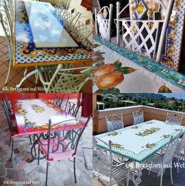 TAVOLI IN PIETRA LAVICA DECORATI A MANO IN BASILICATA E IN TUTTA ITALIA
