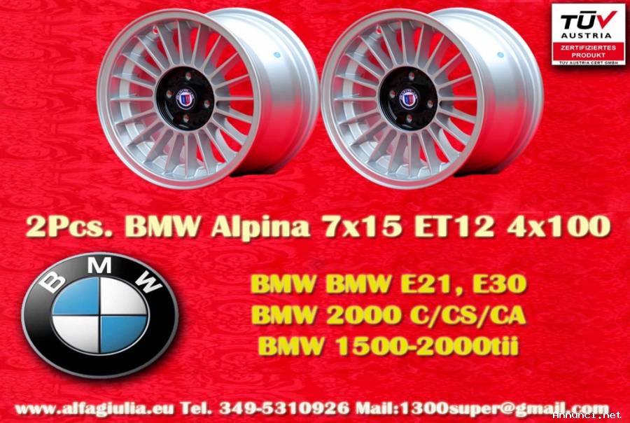 2 pz. cerchi BMW Alpina 7x15 ET12 1500-2000tii, 15