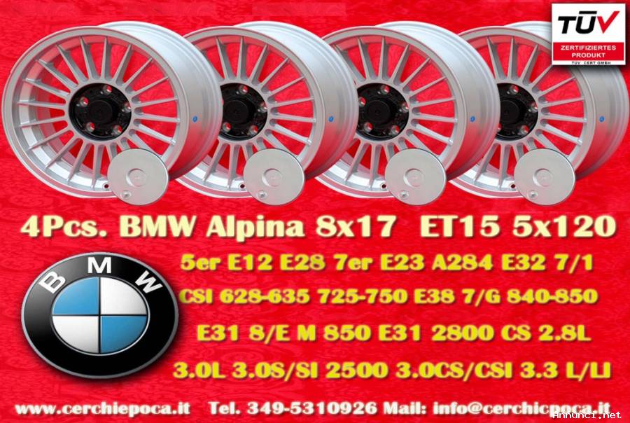 2 pz. cerchi BMW Alpina 8x17 ET15 M3 E30, 5 E12, E