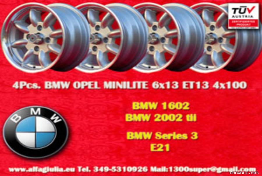 4 pz. cerchi BMW Minilite 6x13 ET13 1502-2002tii,