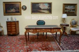 Tavolino da centro stile Napoleone III con piano in marmo verde Alpi