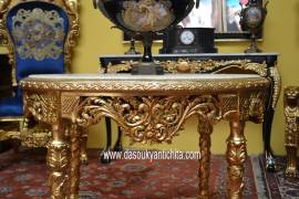 Tavolo-console ovale dorato stile Luigi XVI