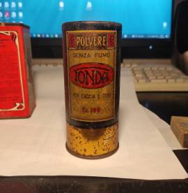 Fonda, polvere senza fumo, scatola vuota vintage, anni 50.
