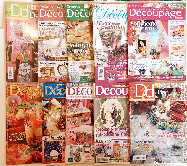 Stock di 10 riviste Idee Decoupage, Decoupage più, L'arte del decorare. Il Decoupage, Creativa Decou