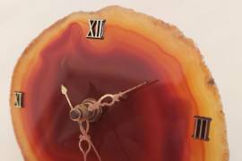 Orologio meccanismo al quarzo Fetta di agata striata dai colori caldi del marrone