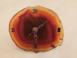 Orologio meccanismo al quarzo Fetta di agata striata dai colori caldi del marrone