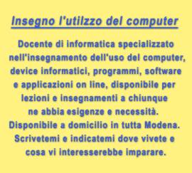 LEZIONI INFORMATICA A DOMICILIO SASSUOLO, MODENA E LIMITROFI