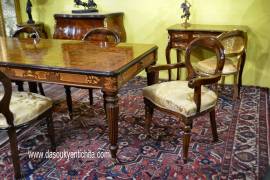 Coppia di capotavola con gruppo di quattro sedie stile Vittoriano Coppia di capotavola con gruppo di quattro sedie stile Vittoriano
