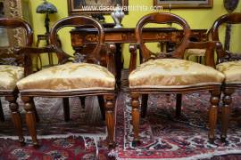 Coppia di capotavola con gruppo di quattro sedie stile Vittoriano Coppia di capotavola con gruppo di quattro sedie stile Vittoriano