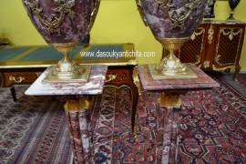 Coppia di piedistalli con poutiche in marmo rosso stile Napoleone III Coppia di piedistalli con poutiche in marmo rosso stile Napoleone III