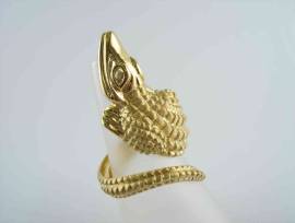 Anello coccodrillo in argento 925 placcato oro 18Kt 