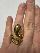 Anello serpente in argento 925 placcato oro 18Kt con rubini rossi negli occhi 
