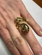 Anello serpente in argento 925 placcato oro 18Kt con rubini rossi negli occhi 