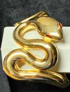 Bracciale serpente in argento 925 placcato oro 18Kt con peredoti rossi negli occhi 