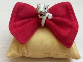 Anello tigre in argento 925 placcato oro 18Kt con smalto bianco