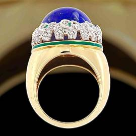 Anello elefantini in argento 925 placcato oro 18Kt con duraliti attorno 