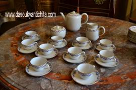 Servizio da caffè Ginori anni 20/50 decori a nastro con rose