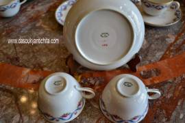 Servizio da caffè Ginori anni 20/50 decori a nastro con rose