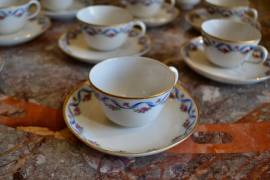 Servizio da caffè Ginori anni 20/50 decori a nastro con rose