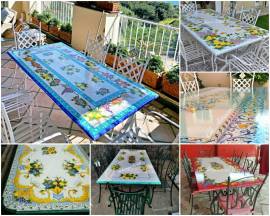 TAVOLI IN PIETRA LAVICA DECORATI A MANO NELLE MARCHE E IN TUTTA ITALIA