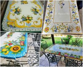 TAVOLI IN PIETRA LAVICA DECORATI A MANO NELLE MARCHE E IN TUTTA ITALIA