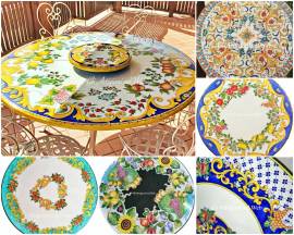 TAVOLI IN PIETRA LAVICA DECORATI A MANO NELLE MARCHE E IN TUTTA ITALIA