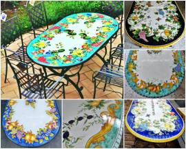 TAVOLI IN PIETRA LAVICA DECORATI A MANO IN ABRUZZO E IN TUTTA ITALIA