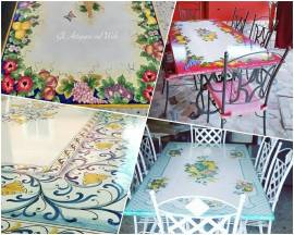 TAVOLI IN PIETRA LAVICA DECORATI A MANO IN ABRUZZO E IN TUTTA ITALIA