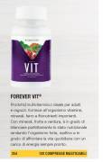 12 vitamine + 2 minerali + 16 verdure e frutta nell’integratore Forever VIT
