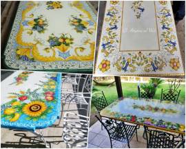 TAVOLI IN PIETRA LAVICA DECORATI A MANO IN VENETO E IN TUTTA ITALIA