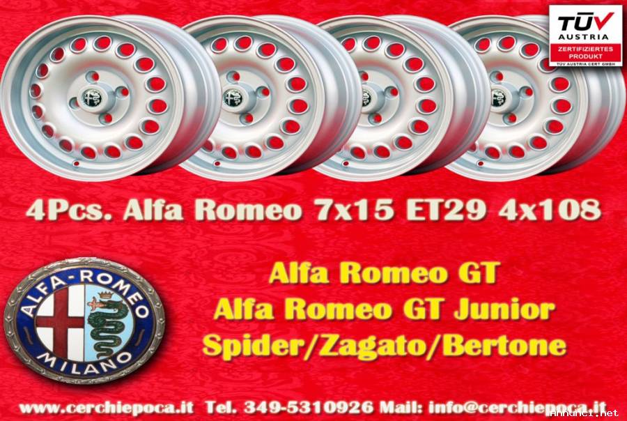 4 pz. cerchi Alfa Romeo GTA 7x15 ET29 105 Coupe, S