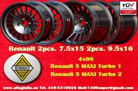 Set Cerchi 7.5x15 9.5x16 Renault 5 Maxi Turbo Blac