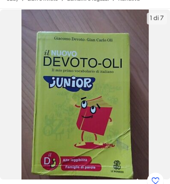 Vendo dizionario di italiano Devoto Oli Junior