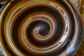 Set Vaso e centrotavola in vetro di Murano a spirale anni 70
