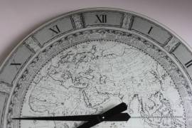 Orologio BINO Parete 50 cm Analogico NUMERI ROMANI ANTICA MAPPA GLOBO TERRESTRE