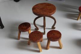 Bambola accessori legno Mobili Sedie Tavolino Anni 60/70 fatti a mano