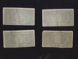 4 Banconote 1 Lira Luogotenenza Italia Laureata Biglietto di Stato a corso legale 1944 Serie 549 460